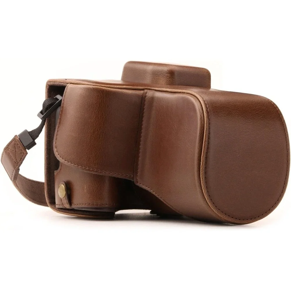 MegaGear MG1304 Leather Camera Case Canon SL2 200D Kiss X9 18-55mm‎ Dark Brown